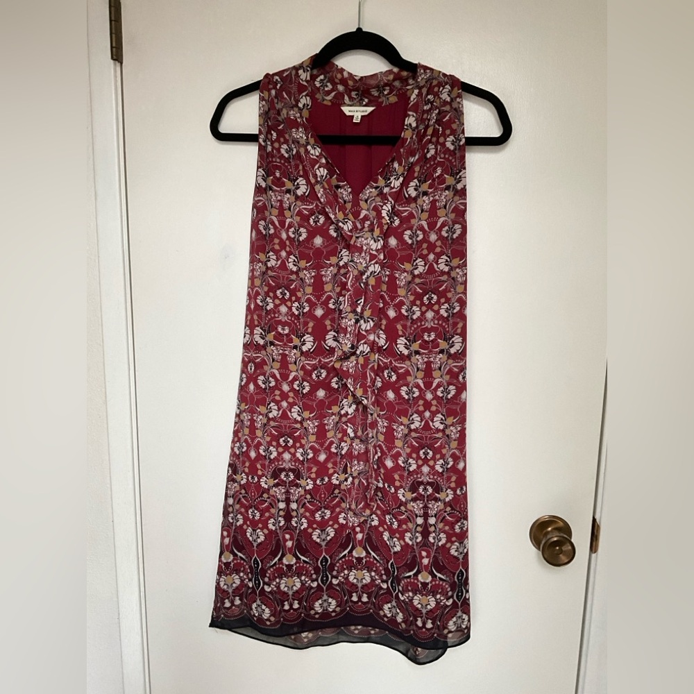 ✨MAX STUDIO Brick Red/Burgundy Floral Dress Size Small